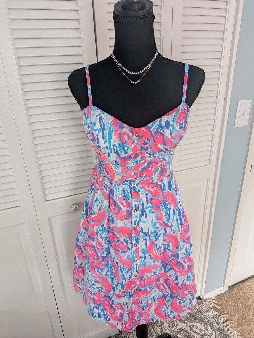Lilly Pulitzer Dress Women's 2 Coral Cracked Up Lobster Easton Mini Resortwear